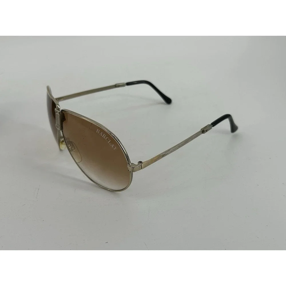 Vintage Folding Aviator Sunglasses W/ Brown Gradient & Case Barclay READ